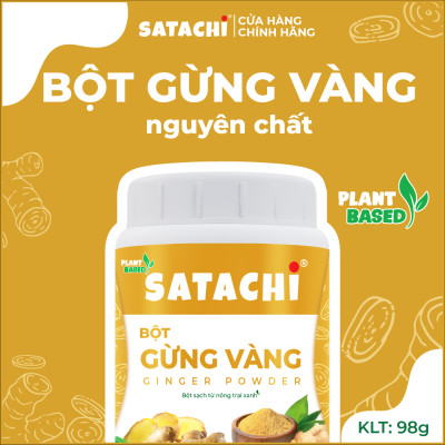 Bột Gừng Vàng SATACHI nguyên chất. Hỗ trợ điều trị khó tiêu mãn tính, giảm đau cơ bắp, giảm viêm, giảm cân. Hộp 98g và 318g