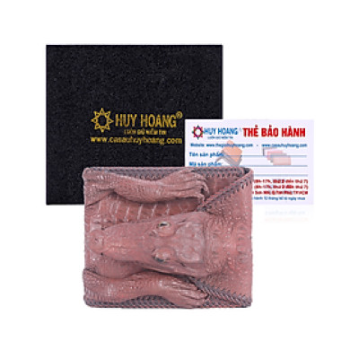 HJ2271 - Bóp nam Huy Hoàng da cá sấu nguyên con vip màu nâu đỏ