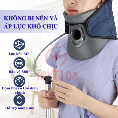 Đai Hơi Cổ - Đai Hơi Kéo Giãn Cố Định Cổ LEAMAI, Nẹp Cố Định Cổ Hỗ Trợ Thoái Hóa Đốt Sống Cổ, Thoát Vị Đĩa Đệm