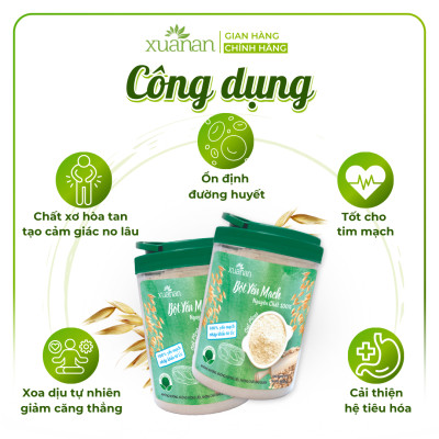 Combo 11 Hộp Bột Yến Mạch Nguyên Chất 100% Xuân An [ko đường] Hộp 500G(Tặng Kèm 11 Túi Yến Mạch 150G)