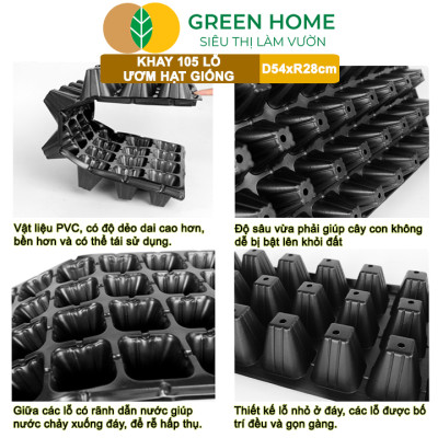 Khay Ươm Hạt Giống Greenhome, 105 Lỗ, Thoáng Rễ, Nảy Mầm Cao, Tiết Kiệm Diện Tích Ươm, Độ Bền Cao