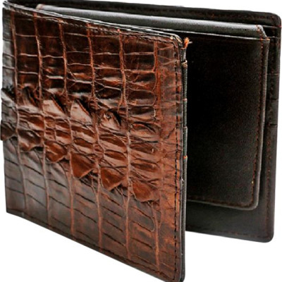 Ví Nam Da Cá Sấu Gai Đuôi Huy Hoàng HT2242 (12.5 x 10 cm) - Nâu Đất