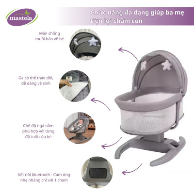 Nôi ru ngủ Đung Đưa Đa Chế Độ Mastela H - thông minh điều khiển cảm ứng cho bé 0 đến 36 tháng 8403/840
