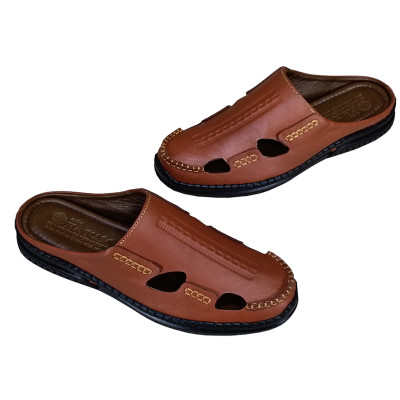 Dép Bít Mũi Nam TiTi ĐÔ Da Bò Thật Cao Cấp GSB20114