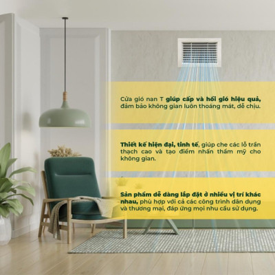 Cửa Gió Nan T, Điều Hòa Không Khí, Hợp Kim Nhôm, Asia Green, Cho Dự Án, Nhà Ở ( Giá bao gồm VAT)