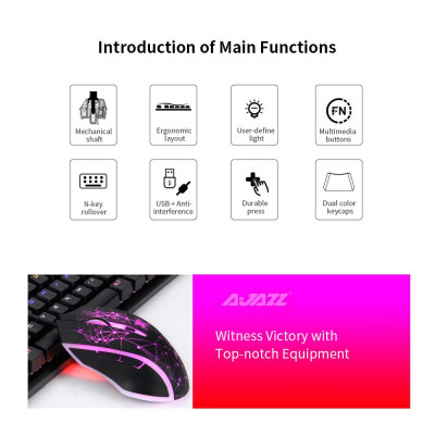 Bàn phím và chuột cơ AJAZZ Combo N-Key Rollover Red Switch đèn nền 2400DPI 104Keys