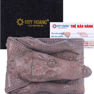 Ví Nam Da Cá Sấu Nguyên Con Vip Huy Hoàng HT2273 (12.5 x 10 cm) - Nâu Đất