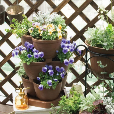 Chậu trồng cây cảnh 03 khoang Yamada 4L làm từ nhựa PP cao cấp cứng cáp, độ bền cao - nội địa Nhật Bản