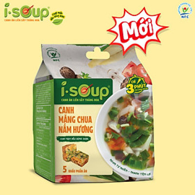 Canh Măng Chua Nấm Hương Ăn Liền ISOUP 50g 05 Viên - Viên Canh Ăn Liền Sấy Thăng Hoa