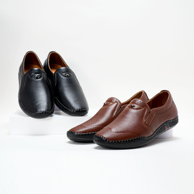 Giày Mọi Nam Da Thật Cao Cấp PABNO PN21030 - Đen/Nâu