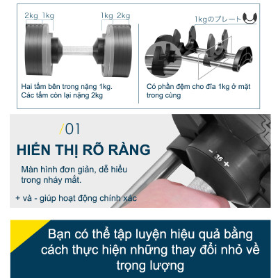 NUOBELL FLEXBELL - QUẢ TẠ TAY 36KG (16 CẤP ĐIỀU CHỈNH TRỌNG LƯỢNG) TẬP GYM TẬP THỂ DỤC TẬP TẠ TẬP LUYỆN CƠ BẮP