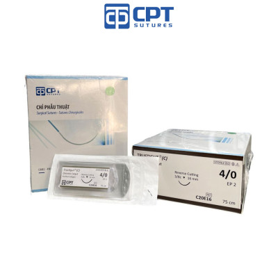Chỉ phẫu thuật tự tiêu tan chậm CPT Trustigut (C) Chromic Catgut số 4/0 - C20E16