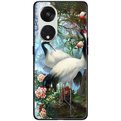 Ốp lưng dành cho Oppo Reno 8T 4G - Reno 8T 5G - Reno 10 5G - Reno 10 Pro 5G - Đôi Hạc Mẫu Đơn - Hàng Chính Hãng