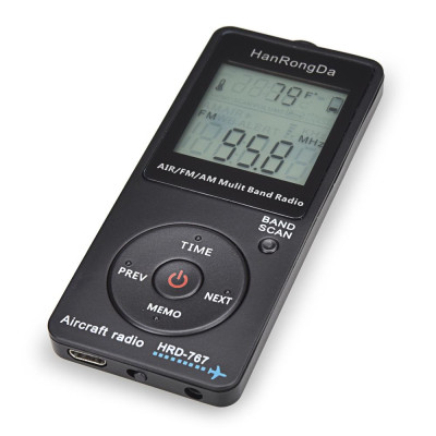 HanRongDa HRD-767 FM/AM/AIR Radio Đa Băng Tần có Máy Bay Băng Tần Thu Blacklit LCD Màn Hình Móc Khóa với Tai Nghe