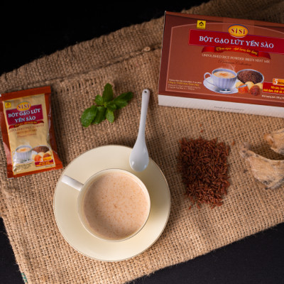 Đặc Sản Khánh Hòa - Bột Gạo Lứt Yến Sào SiSi - Nhà Yến Nha Trang - Hộp 10 Gói - Hàng Chính Hãng