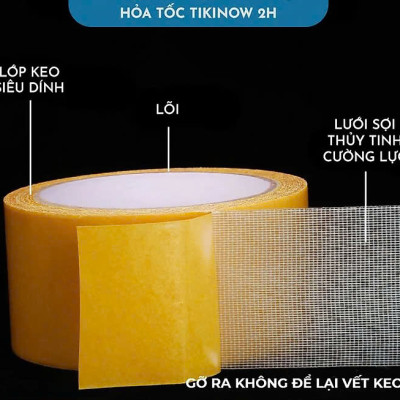 10mm*10m COMBO 2 CUỘN Keo 2 Mặt Sợi Thủy Tinh Cường Lực Dán Thảm Trải Sàn, Keo Chống Nước, Không Để Vết Keo