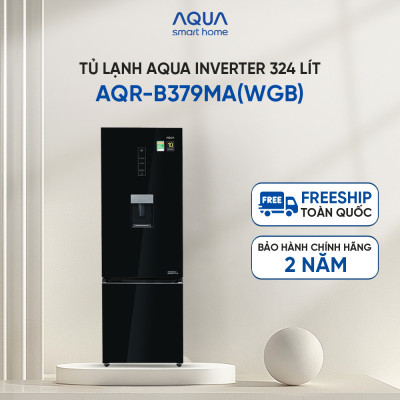 [Freeship toàn quốc - Bảo hành chính hãng 2 năm] Tủ lạnh ngăn đông dưới Aqua 320 Lít AQR-B379MA(WGB) - Hàng chính hãng