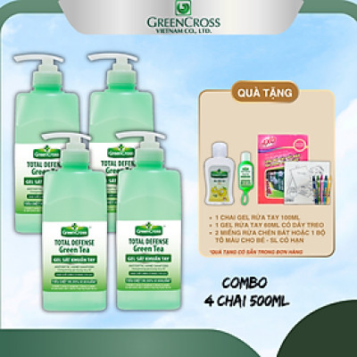 Combo GEL rửa tay sát khuẩn tay bảo vệ toàn diện Green Cross Total Defense 500ml