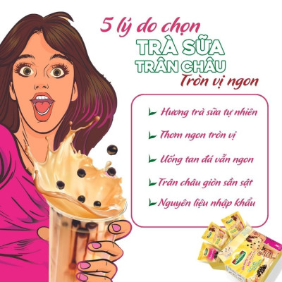 Combo 5 Hộp Trà sữa trân châu DAWNING Tròn vị ngon, thơm trà, tan đá vẫn ngon đậm đà 260g/hộp