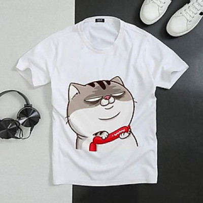 Áo Thun Cotton Nam Nữ Cổ Tròn Mẫu Mèo Ami Ấm Ức 