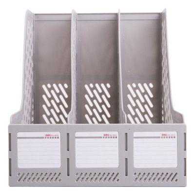 Giá tài liệu 3 ngăn đứng Deli - Nhựa PP - Ghi xám / Đen - E9845