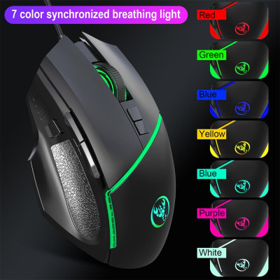 Chuột chơi game có dây HXSJ A876 USB đầy màu sắc  với 4 DPI có thể điều chỉnh cho máy tính xách tay PC