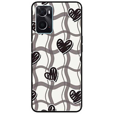 Ốp lưng cho Oppo A74 - A95 4G - A60 4G - A36 - A76 - A96 4G - Họa Tiết Tim Đen - Hàng Chính Hãng
