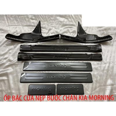 Ốp bậc cửa , nẹp bước chân Kia Morning 2012-2022 cao cấp -mẫu Titan 8 chi tiết