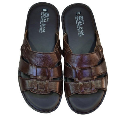 Dép Nam Quai Ngang Da Bò Thật TiTi ĐÔ Cao Cấp DNA2118d