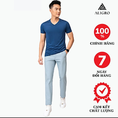 Quần kaki nam ALIGRO trơn màu xanh da trời, ôm vừa, tôn dáng, thoải mái ALGK028
