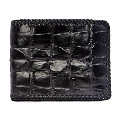 HJ2222 - Bóp nam Huy Hoàng da cá sấu đan viền màu đen