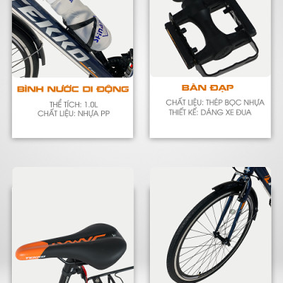 Xe đạp Tekko thể thao City C300 Khung nhôm cao cấp - Phù hợp với người cao từ 1m45 trở lên