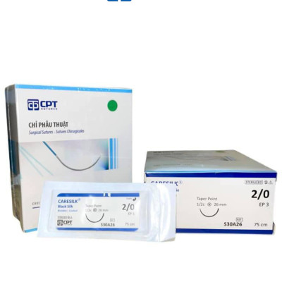 Chỉ phẫu thuật không tiêu CPT Caresilk Silk số 2/0 - S30A26