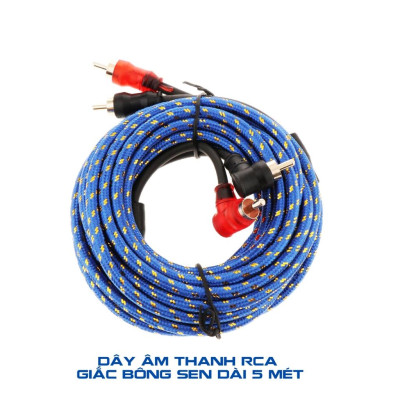 Dây AV Đồng Nguyên Chất Cao Cấp 4 Đầu Hoa Sen RCA Audio mạ vàng cao cấp vỏ chống nhiễu dài 5 mét
