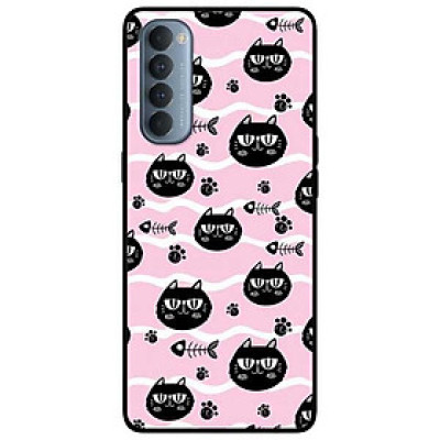 Ốp lưng dành cho Oppo Reno 3 / A91 - Reno 3 Pro - Reno 4 - Reno 4 Pro mẫu Mèo Đen Và Xương Cá