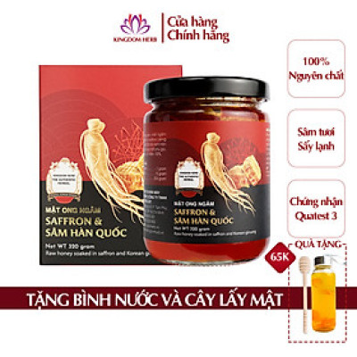 Sâm mật ong saffron Kingdom Herb chính hãng thượng hạng hộp 320g (tặng que lấy mật và bình thuỷ tinh)