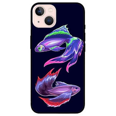 Ốp lưng dành cho Iphone 13 Mini - Iphone 13 - Iphone 13 Pro -  Iphone 13 Pro Max - Cặp Đôi Cá Tím