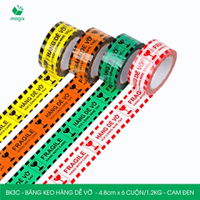 Combo 12 cuộn băng keo HÀNG DỄ VỠ 4.8 cm - Băng dính niêm phong đóng hàng - Nhiều màu