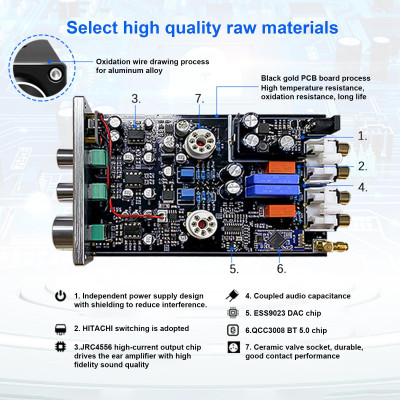 FX-AUDIO TUBE-03MKII BT Tube Preamplifier Headphone Pre Amplifier BT Receiver HiFi BT 5.0 Tube AUX Bass Treble