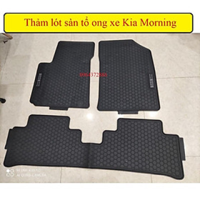 Thảm lót sàn xe Kia morning cao su đúc, tổ ong, vừa khít xe CHỮ TRẮNG