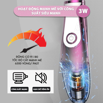 Máy tẩy lông đa năng 4in1 Kemei KM-6714 gồm 4 đầu thay thế chuyên dụng cạo lông toàn thân, tỉa lông mũi - Chính hãng