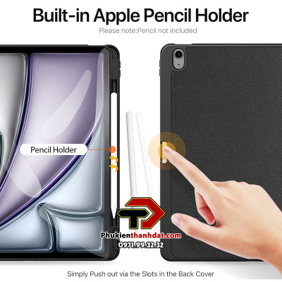Bao Da Dành Cho iPad Air 11 inch 2024, iPad Air 4/ Air 5 10.9 Dux Ducis Domo Có Khe Cắm Bút, Tự Động Tắt Mở - Hàng Chính Hãng 