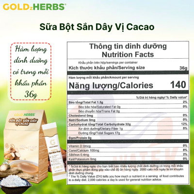 Sữa bột sắn dây vị ca cao GoldzHerbs – 14 gói/ 500g