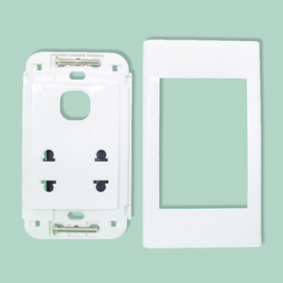 Ổ cắm đôi 2 chấu + 1 module hạt tròn Sino Vanlock S18U2X