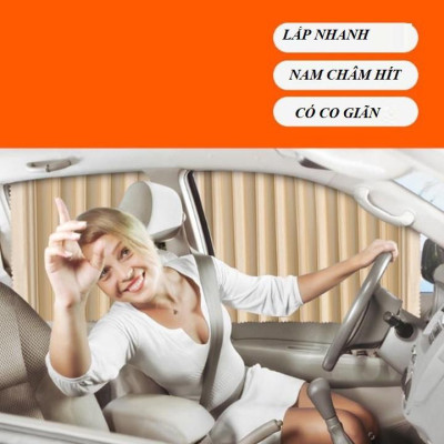 Combo 4 tấm Rèm che nắng vải nam châm, tấm che nắng ô tô, bạt che nắng