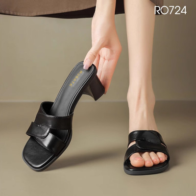 Dép nữ quai ngang, gót trụ ROSATA RO724 - 7p - Đen, Trắng - BKSTORE