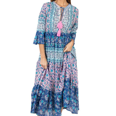 Maxi Hoa Phối Ren Ánh Bạc Cotton Isla Bonita