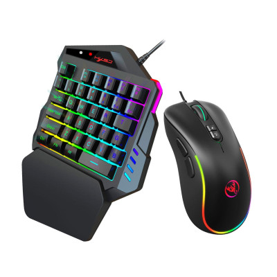 Tổ hợp bàn phím và chuột HXSJ J300 + V500  chơi game có thể lập trình ánh sáng RGB + Bàn phím chơi game một tay