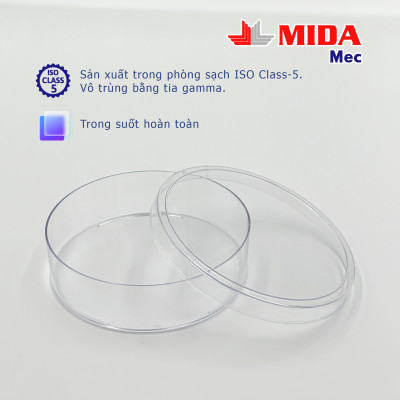 Đĩa Petri nhựa MidaMec 10025 đã tiệt trùng 16 cái/bao