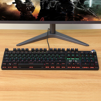 Bàn phím cơ có dây BAJEAL chơi game có đèn nền LED,di chuyển với Công tắc màu xanh